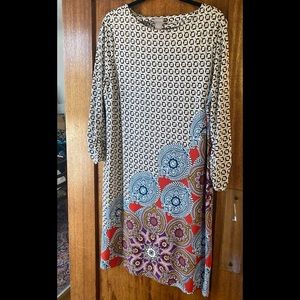 Chicos Dress - Brown, Orange, Blue
